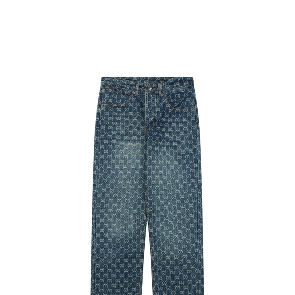 Gucci All-Over GG Monogram Jeans - Blue