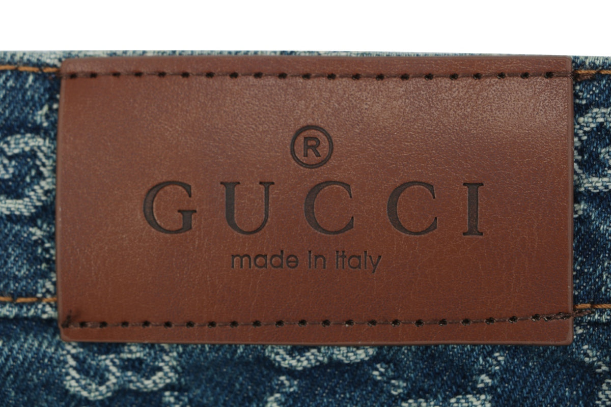 Gucci All-Over GG Monogram Jeans - Blue