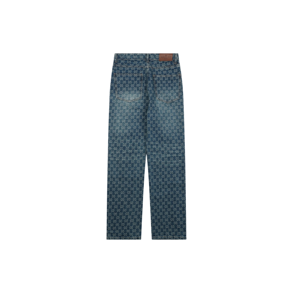 Gucci All-Over GG Monogram Jeans - Blue