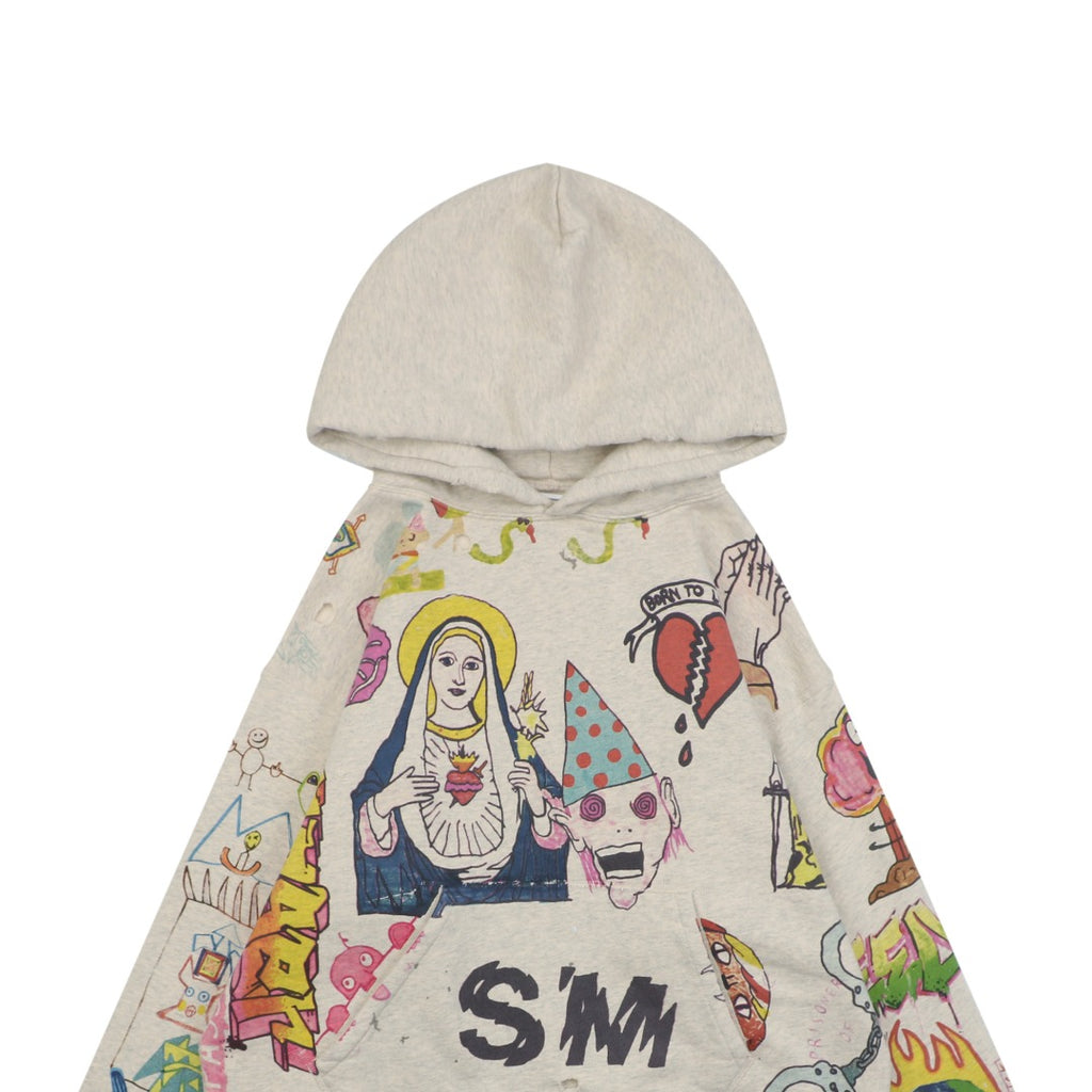 Saint Michael Simpsons Graffiti Print Hoodie - Cream