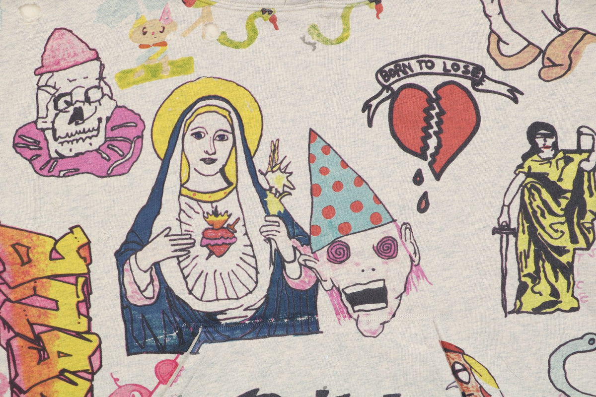 Saint Michael Simpsons Graffiti Print Hoodie - Cream