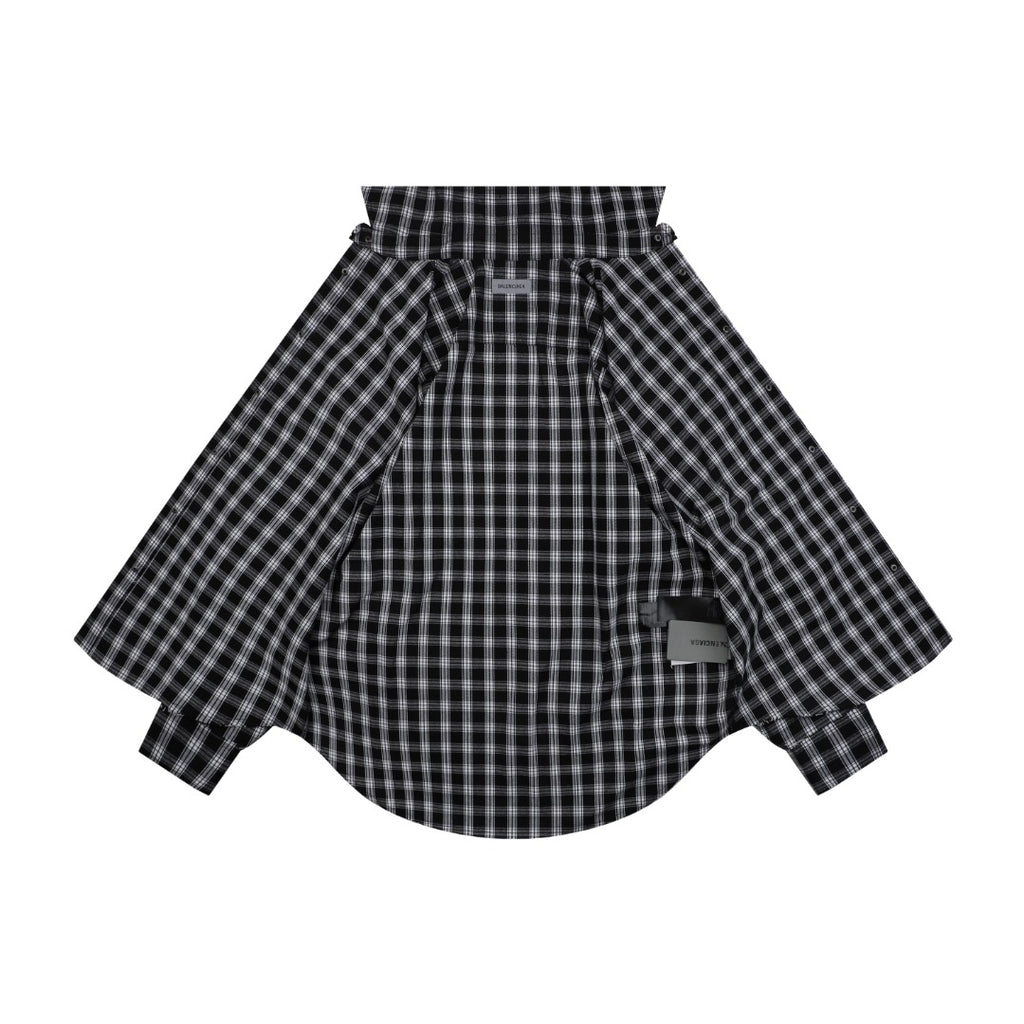 Balenciaga Distressed Plaid Long-Sleeve Shirt - Black & White