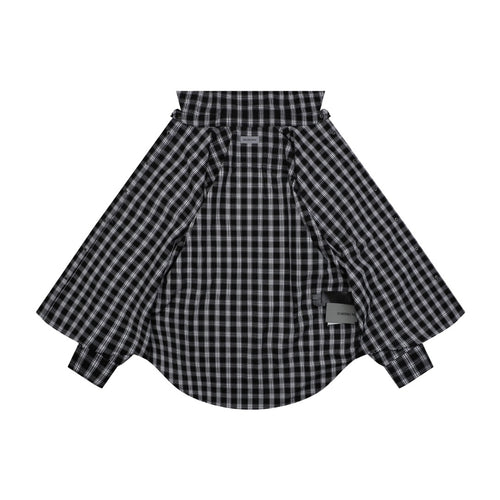 Balenciaga Distressed Plaid Long-Sleeve Shirt - Black & White
