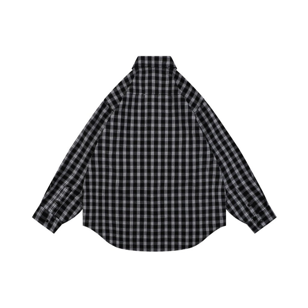 Balenciaga Distressed Plaid Long-Sleeve Shirt - Black & White