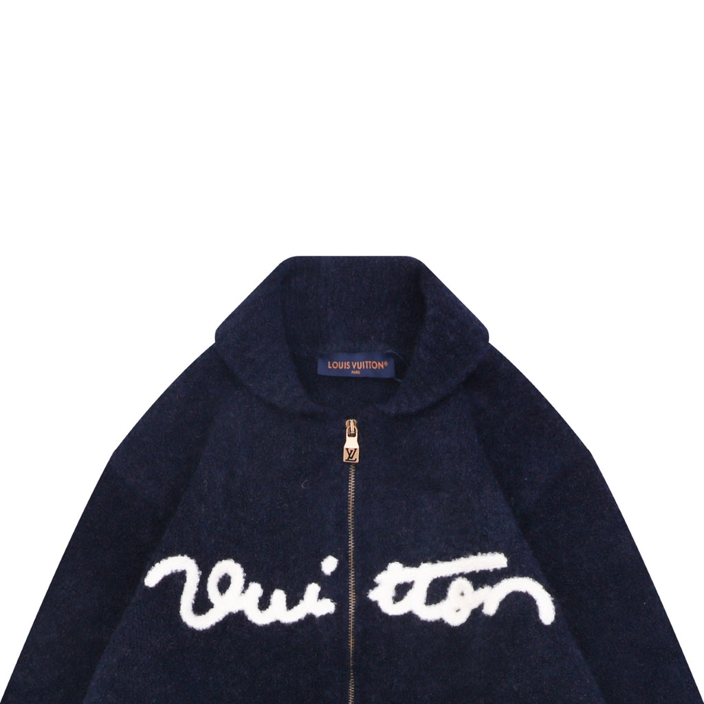 Louis Vuitton Signature High-Neck Zip-Up Cardigan - Dark Navy