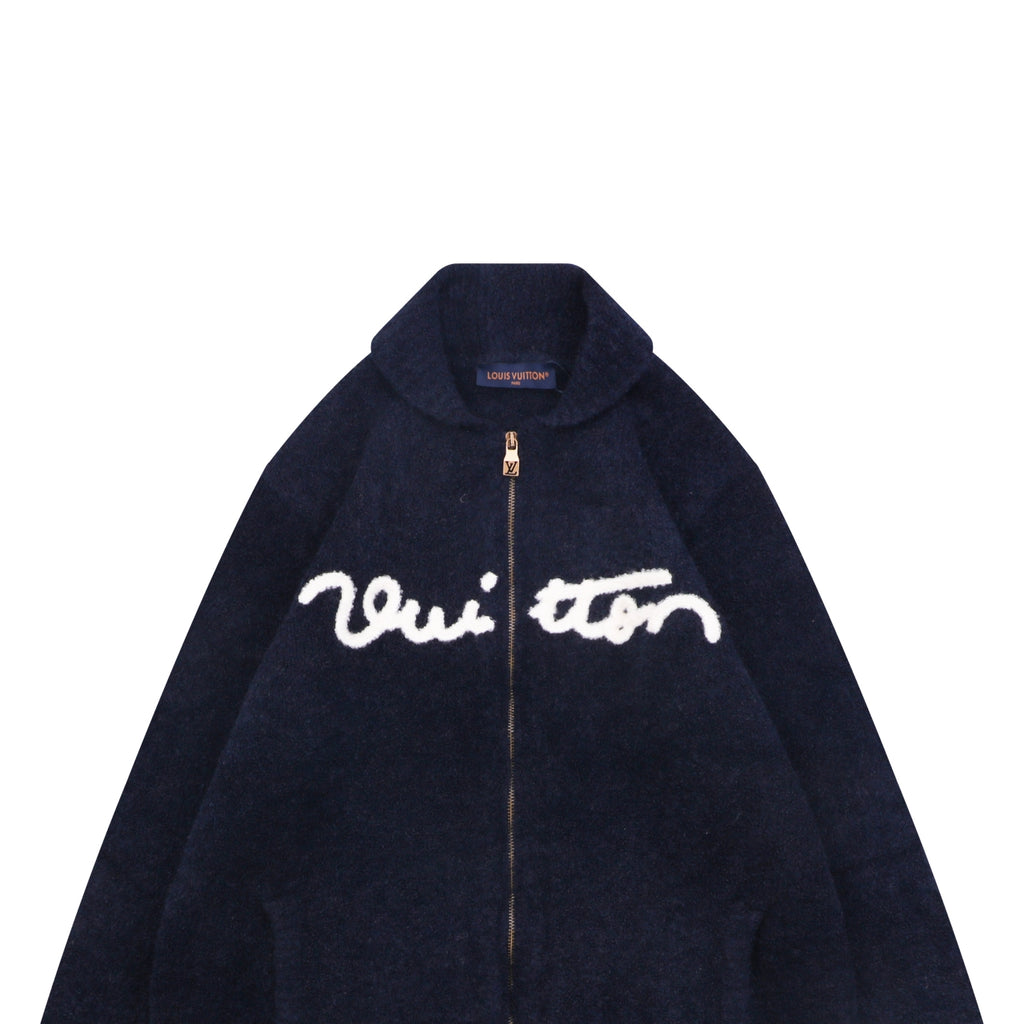 Louis Vuitton Signature High-Neck Zip-Up Cardigan - Dark Navy
