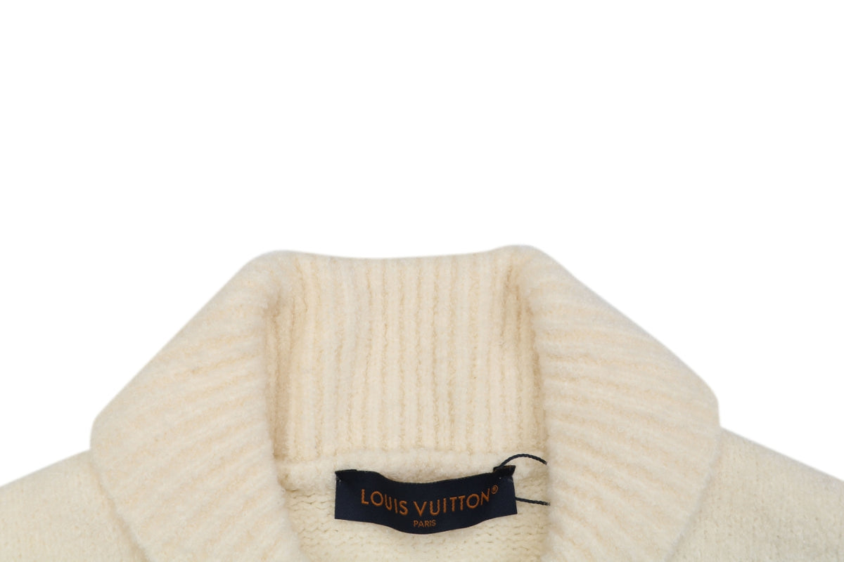 Louis Vuitton Signature High-Neck Zip-Up Cardigan - Cream