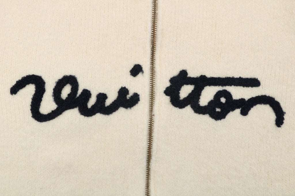 Louis Vuitton Signature High-Neck Zip-Up Cardigan - Cream