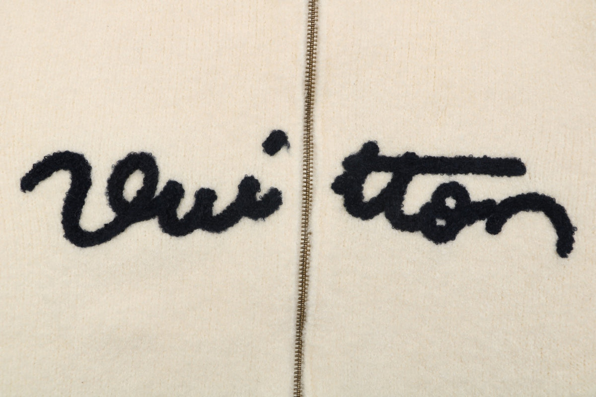 Louis Vuitton Signature High-Neck Zip-Up Cardigan - Cream