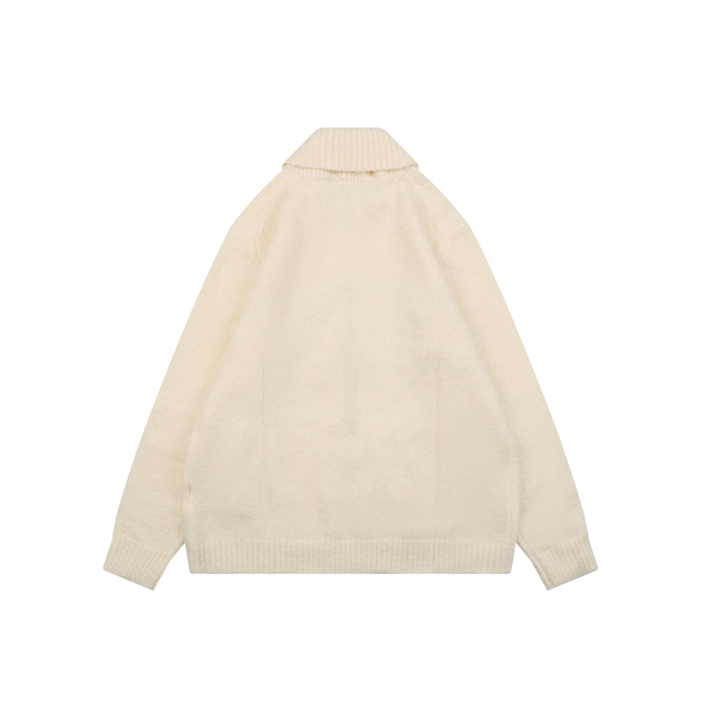 Louis Vuitton Signature High-Neck Zip-Up Cardigan - Cream