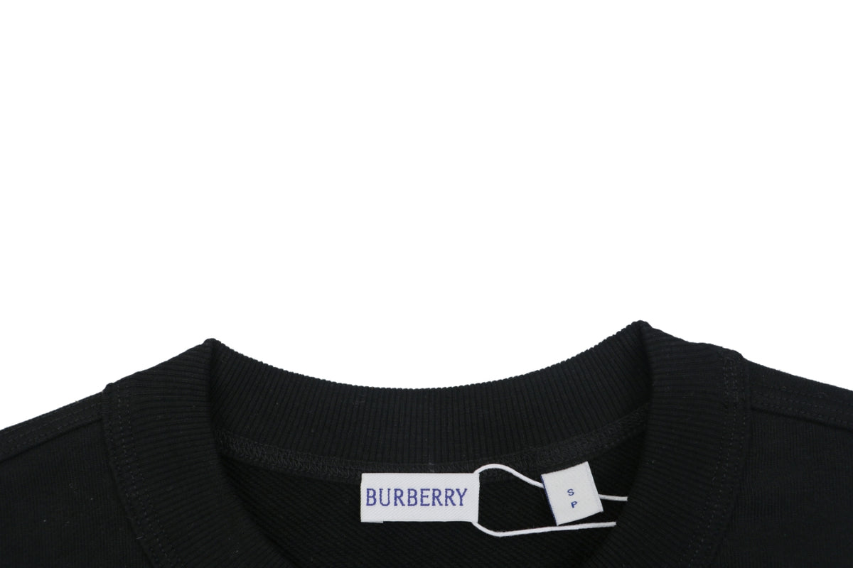 Burberry Check Equestrian Knight Crewneck Sweatshirt - Black