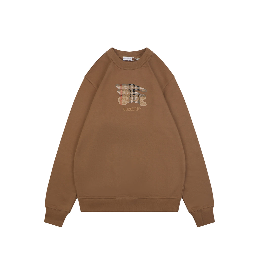 Burberry Check Equestrian Knight Embroidered Sweatshirt - Brown