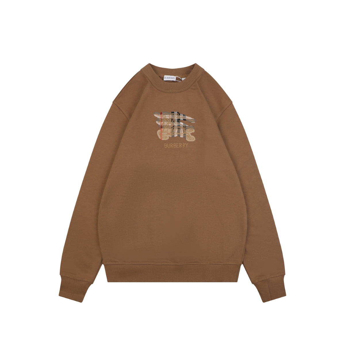 Burberry Check Equestrian Knight Embroidered Sweatshirt - Brown