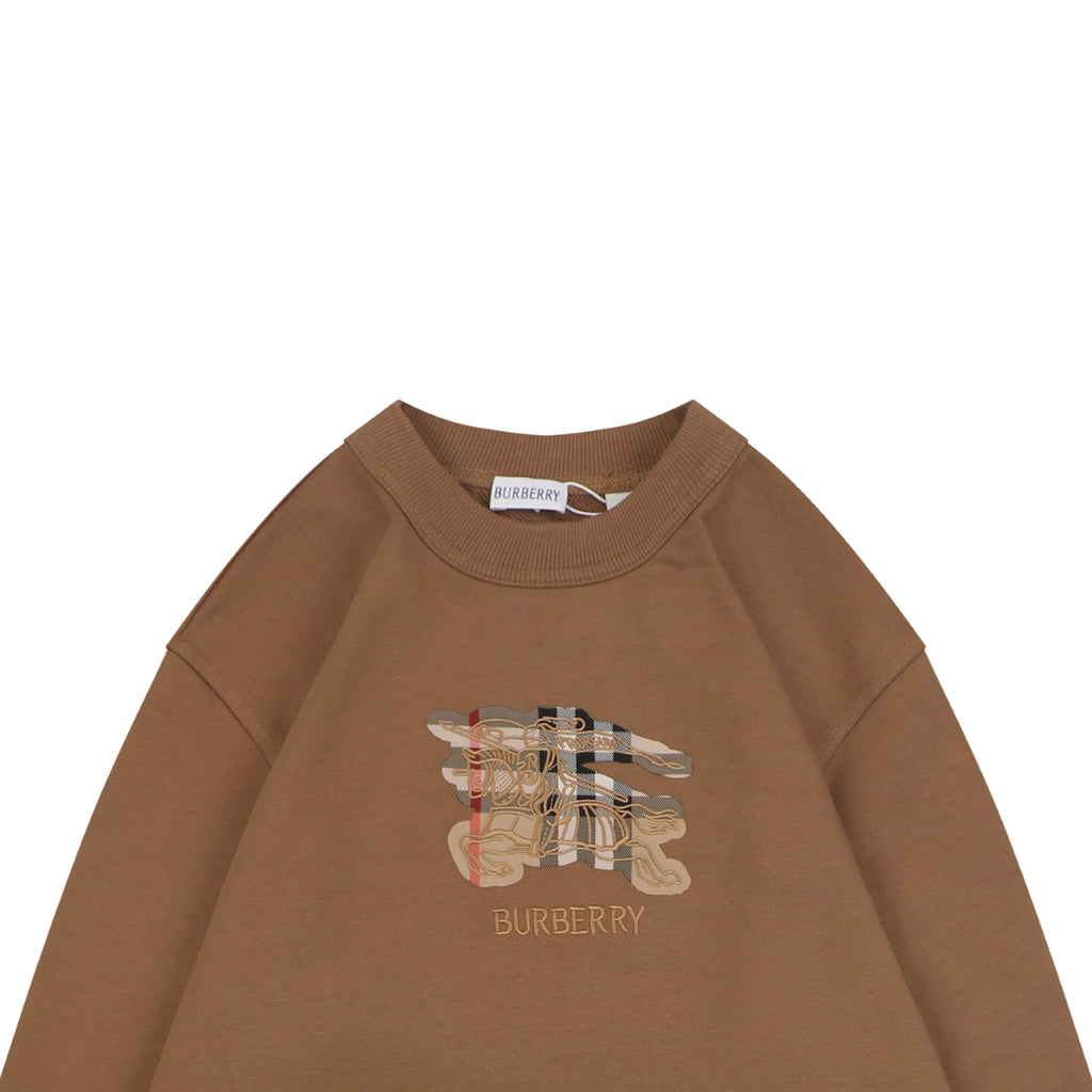 Burberry Check Equestrian Knight Embroidered Sweatshirt - Brown