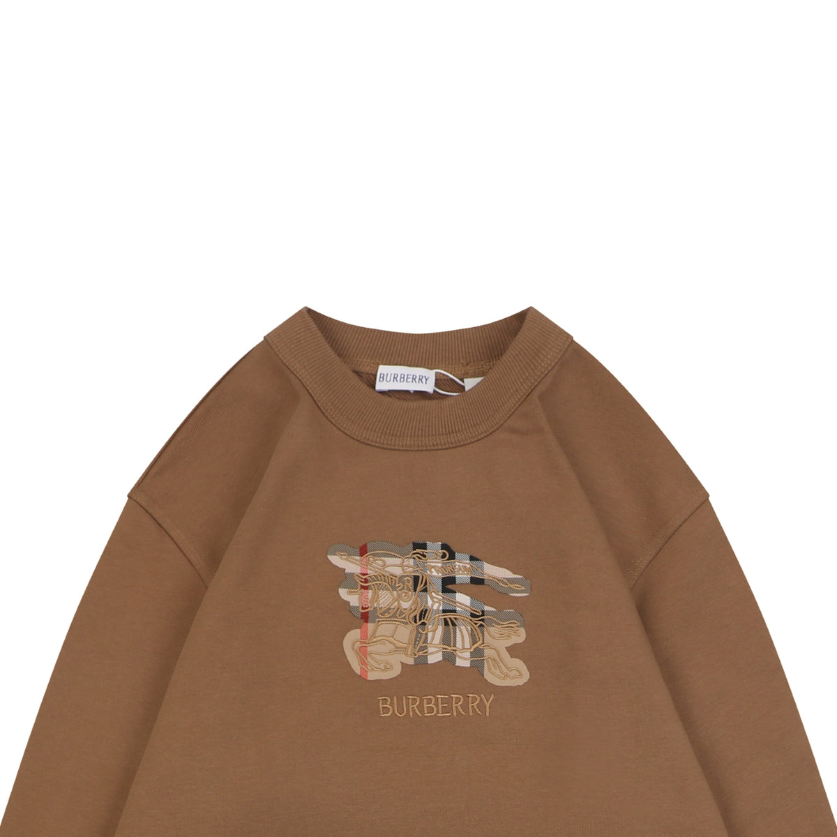 Burberry Check Equestrian Knight Embroidered Sweatshirt - Brown