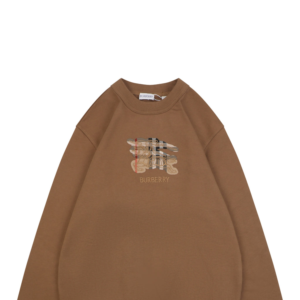 Burberry Check Equestrian Knight Embroidered Sweatshirt - Brown