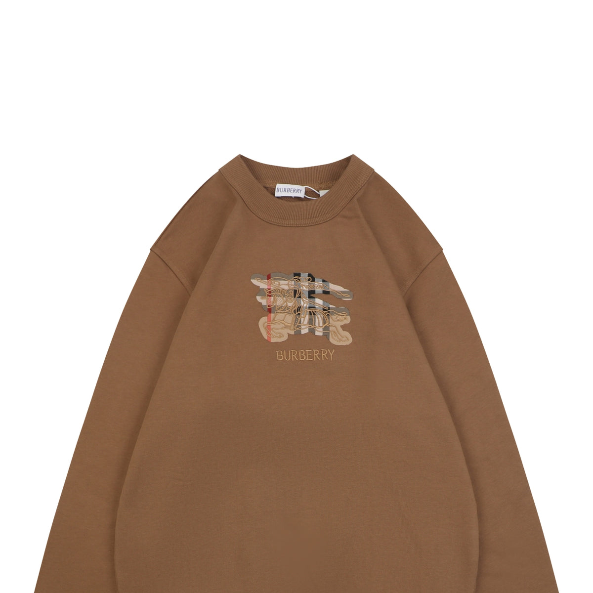 Burberry Check Equestrian Knight Embroidered Sweatshirt - Brown