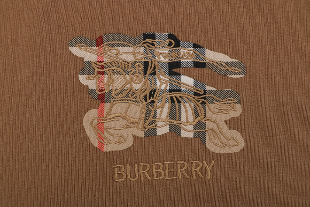 Burberry Check Equestrian Knight Embroidered Sweatshirt - Brown