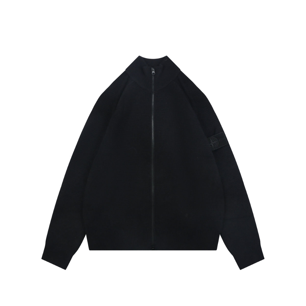 Stone Island Black Badge High-Neck Zip-Up Knit Jacket - Black