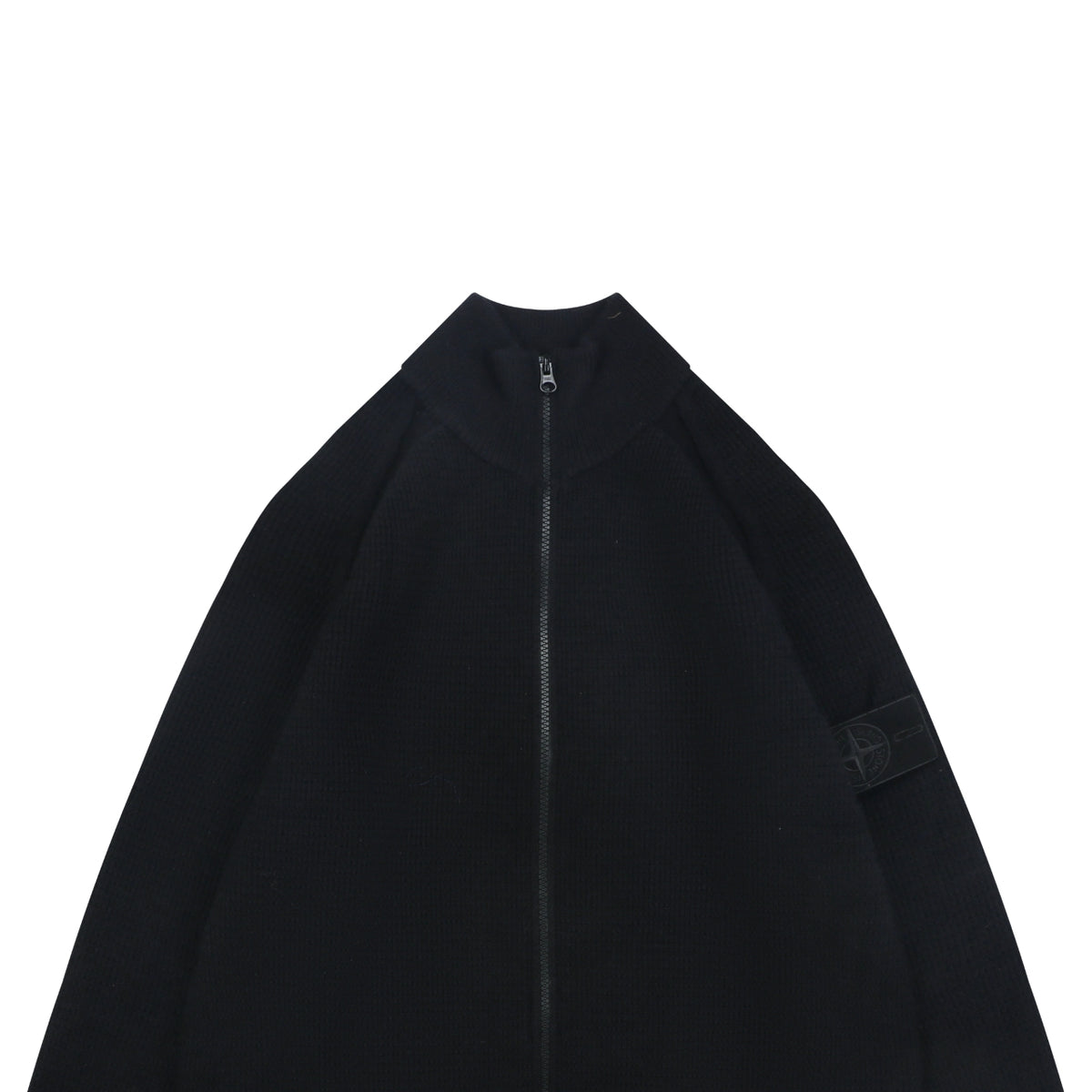 Stone Island Black Badge High-Neck Zip-Up Knit Jacket - Black