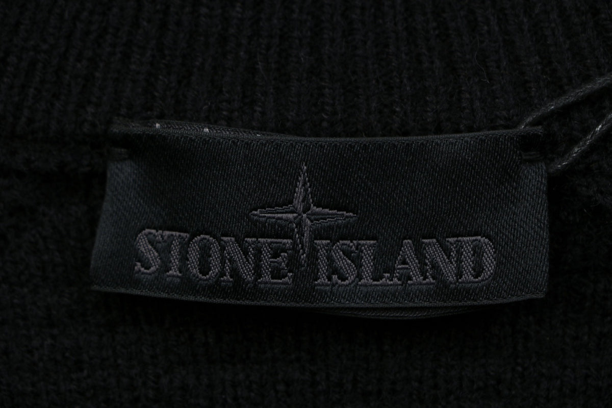 Stone Island Black Badge High-Neck Zip-Up Knit Jacket - Black