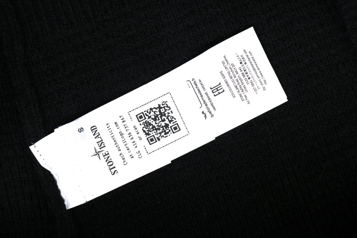 Stone Island Black Badge High-Neck Zip-Up Knit Jacket - Black