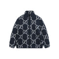 Gucci All-Over GG Sherpa-Style Zip-Up Jacket - Navy & White