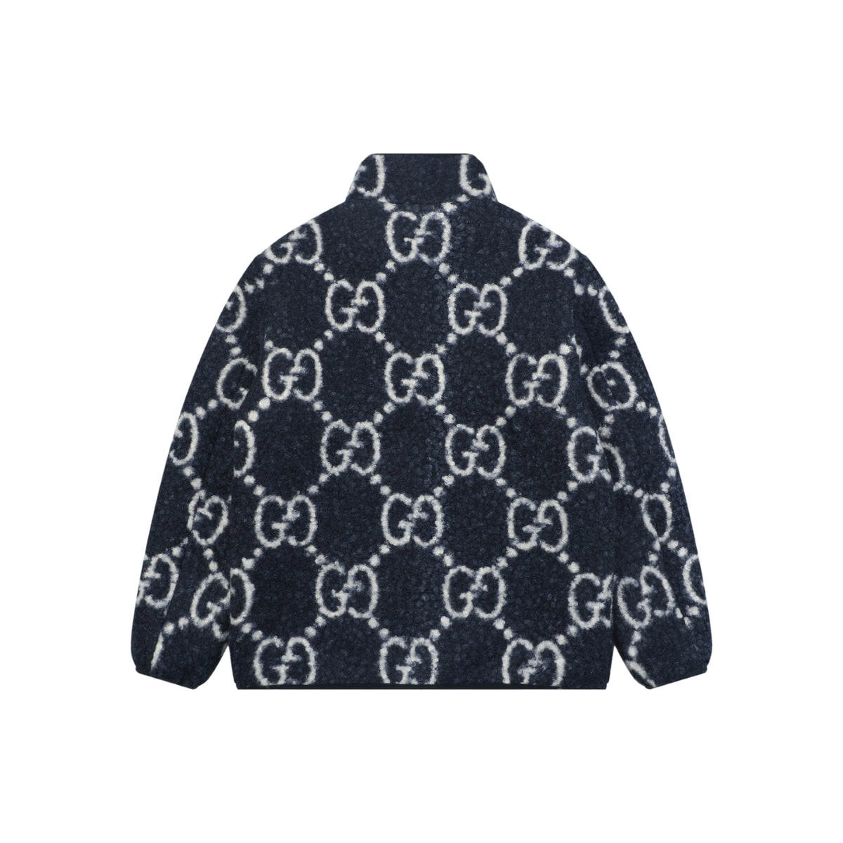 Gucci All-Over GG Sherpa-Style Zip-Up Jacket - Navy & White