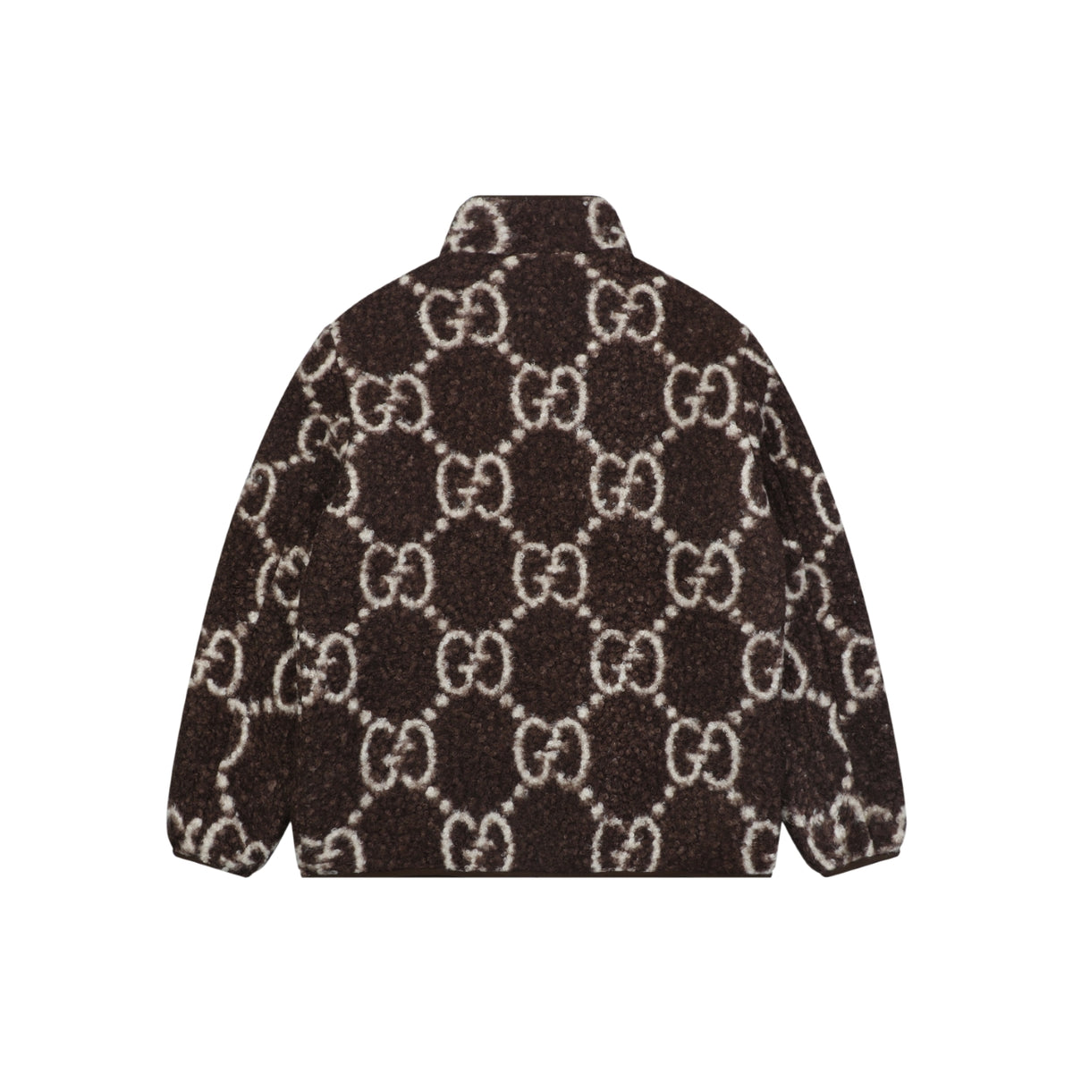 Gucci All-Over GG Sherpa-Style Zip-Up Jacket - Brown & White