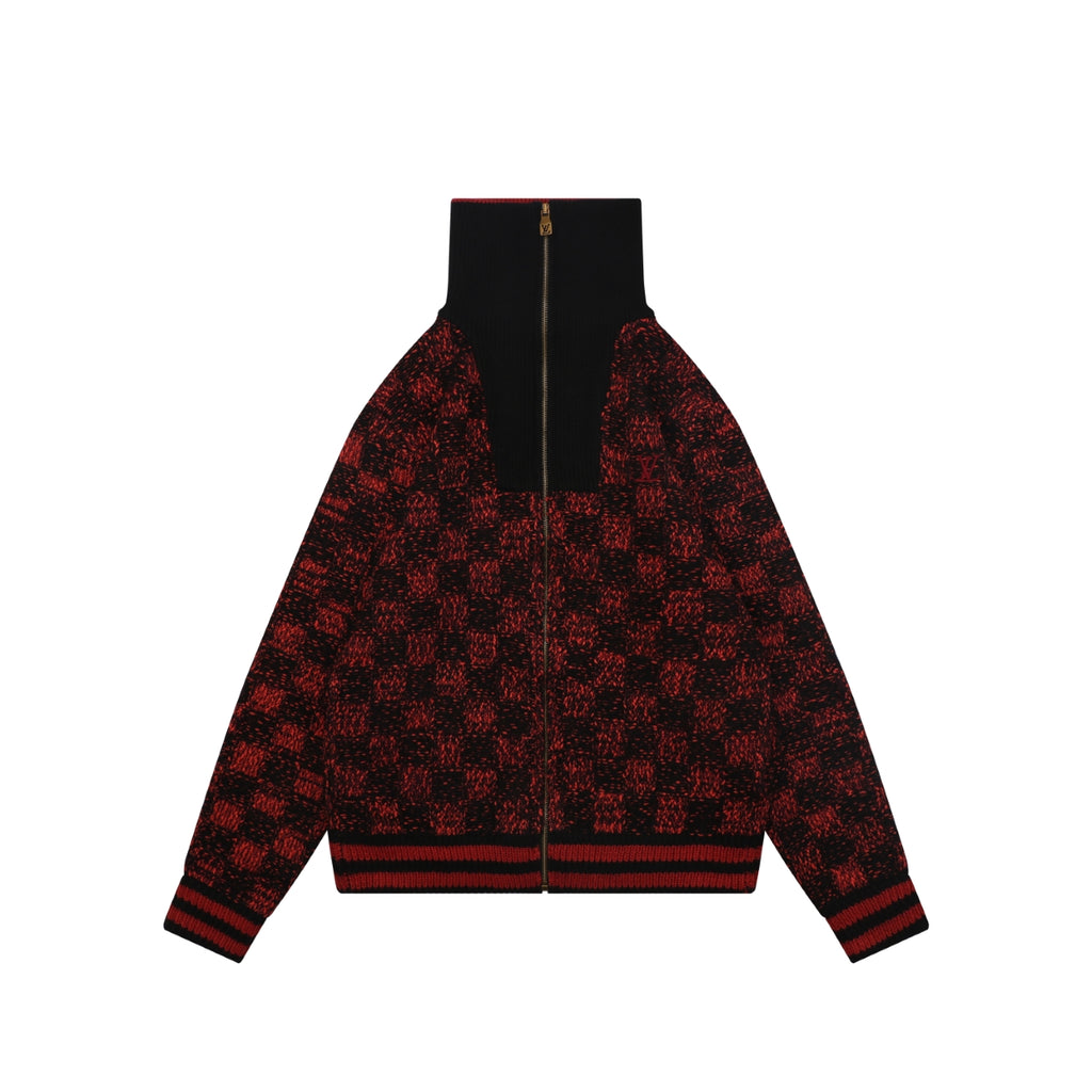 Louis Vuitton Checkerboard High-Neck Sweater - Black & Red