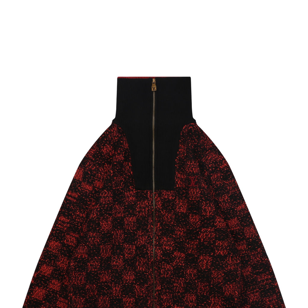 Louis Vuitton Checkerboard High-Neck Sweater - Black & Red