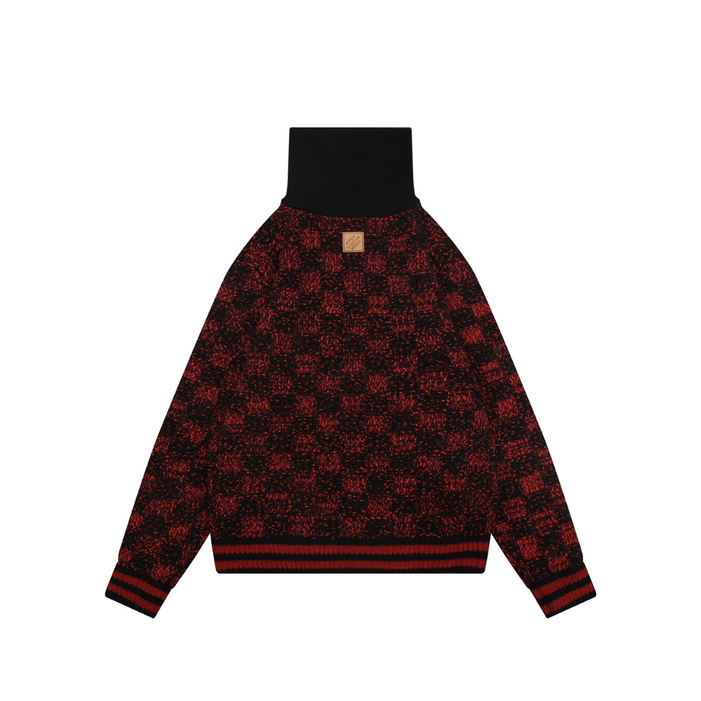 Louis Vuitton Checkerboard High-Neck Sweater - Black & Red